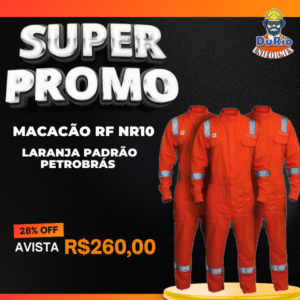 Macacão RF NR10 Laranja Offshore Padrão Petrobrás Risco 2